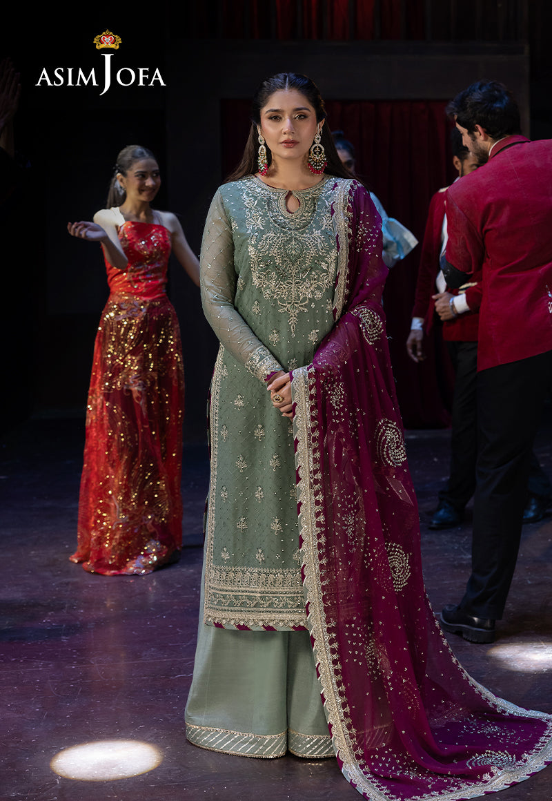 Asim Jofa | Luxury Festive Rejoice | AJLFF-13 Custom Size Mint Chiffon