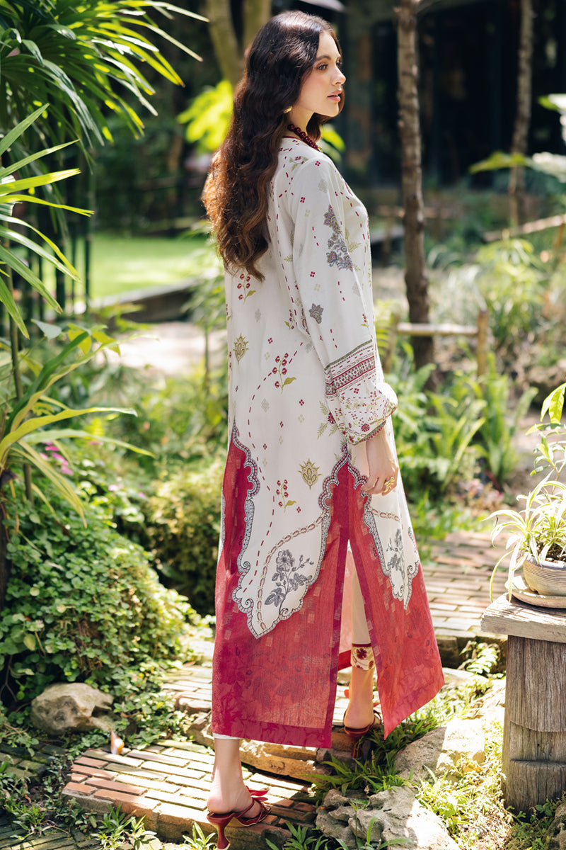 Qalamkar | Printed Co Ords 25 | OP-01 Lapo S Off White Cotton