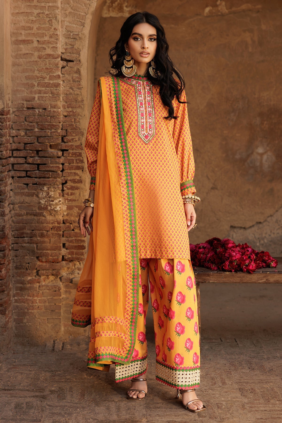 Charizma | Niche Eid Edit | CNP-5-40A XS Mustard Yellow Lawn