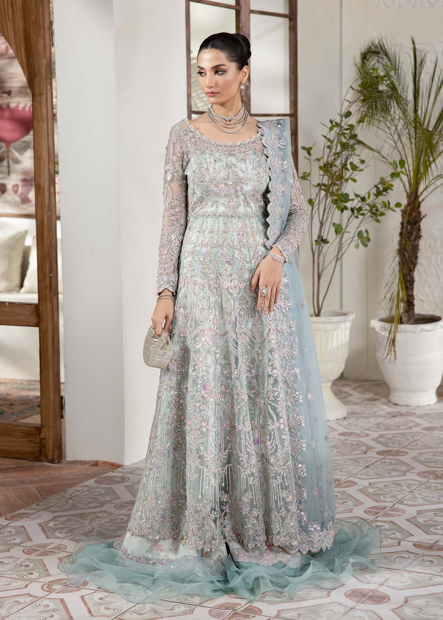 Kanwal Malik | Mirha Eid Luxury Pret 25 | Lily XS Sky Blue Net