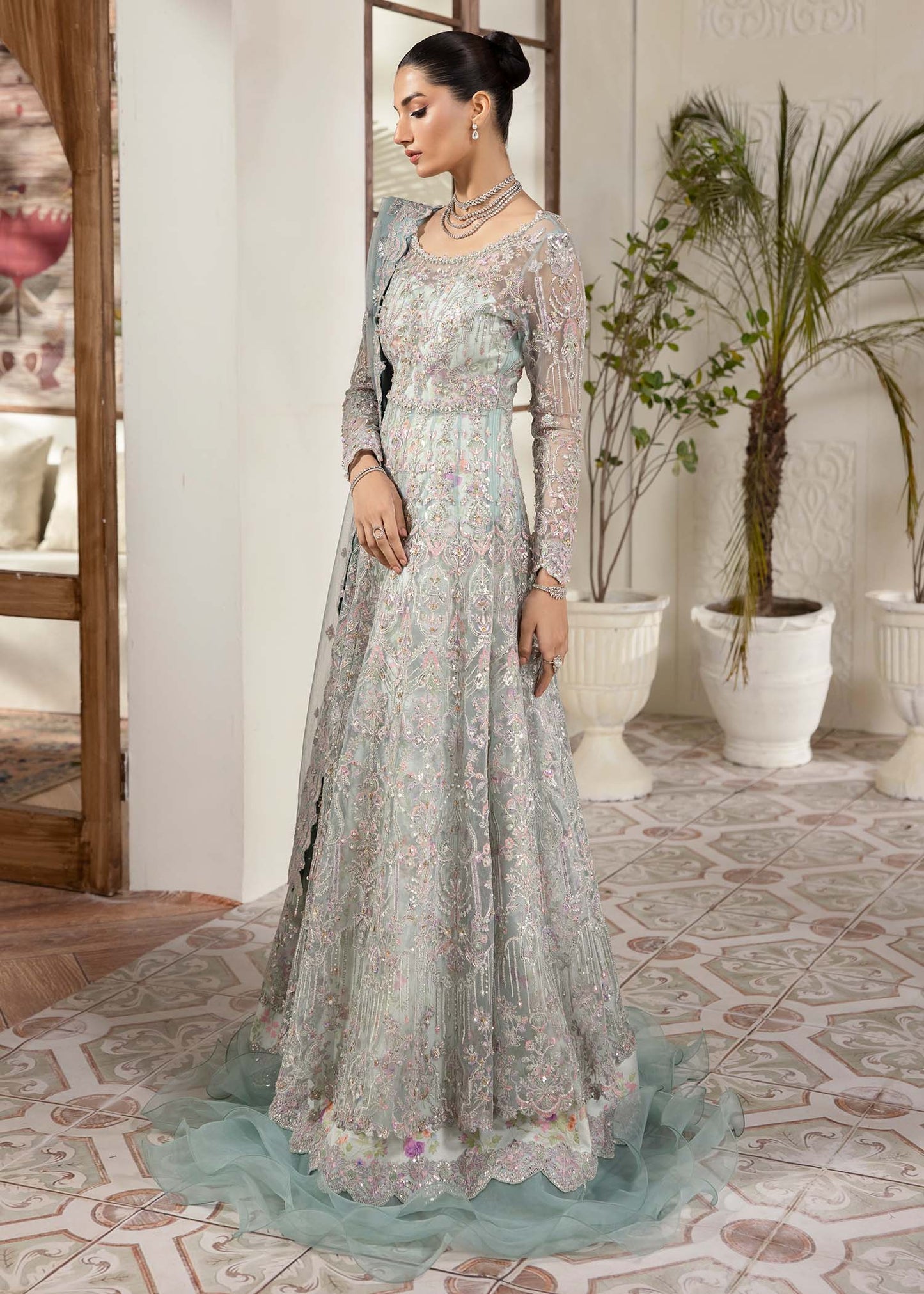 Kanwal Malik | Mirha Eid Luxury Pret 25 | Lily Custom Size Sky Blue Net
