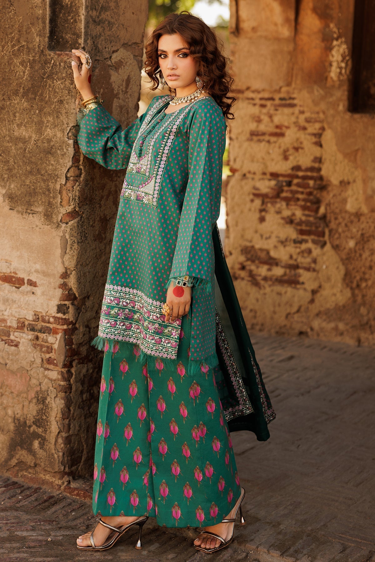 Charizma | Niche Eid Edit | CNP-5-35A L Teal Green Lawn