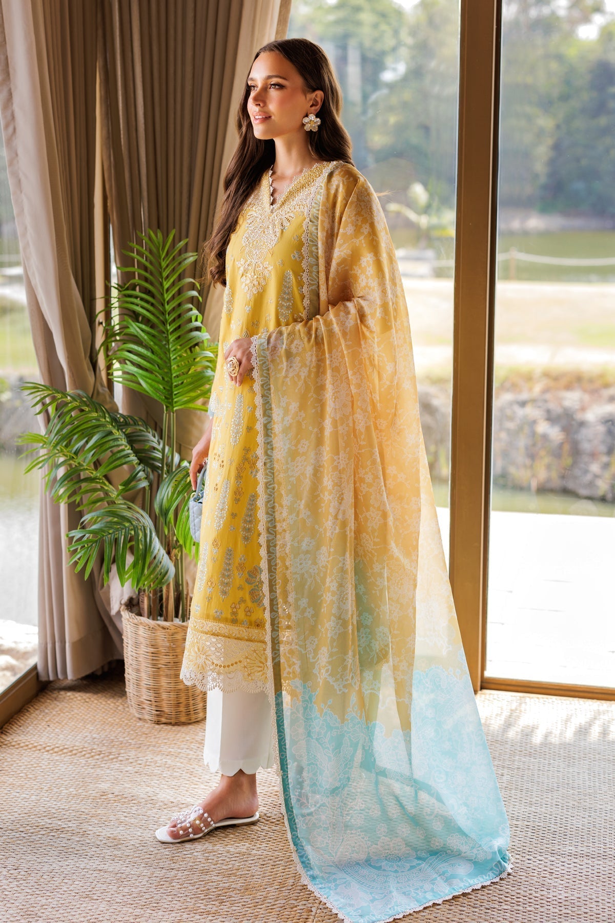 Xenia Formals | Luxury Lawn 25 | SINSEAD XL Yellow Lawn