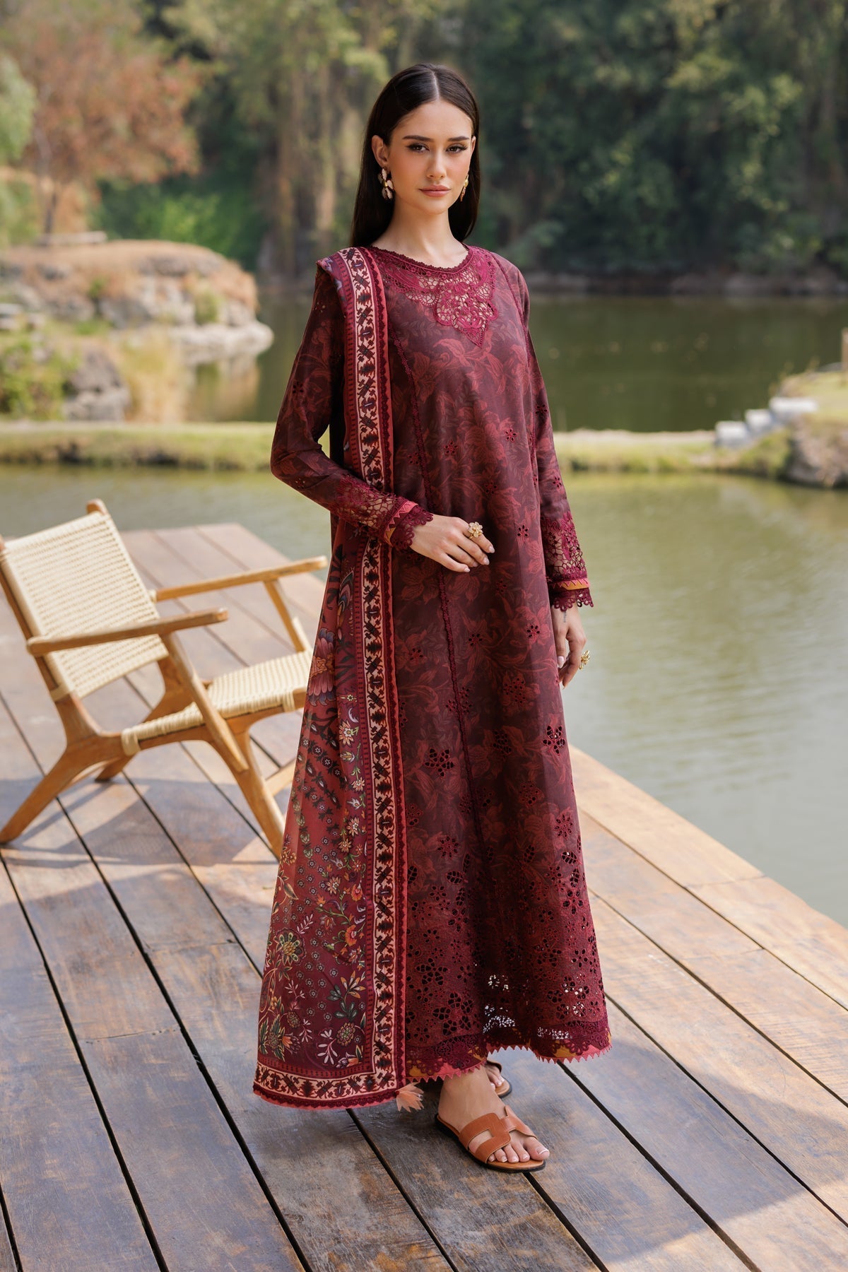Xenia Formals | Luxury Lawn 25 | REEM L Maroon Lawn