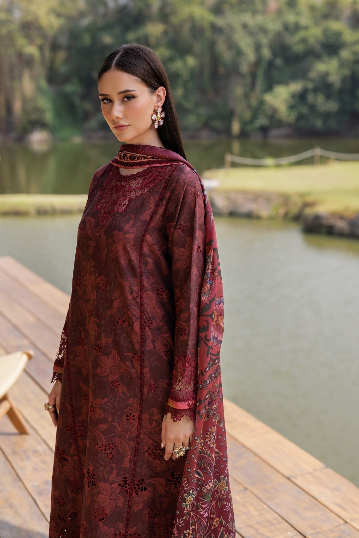 Xenia Formals | Luxury Lawn 25 | REEM M Maroon Lawn