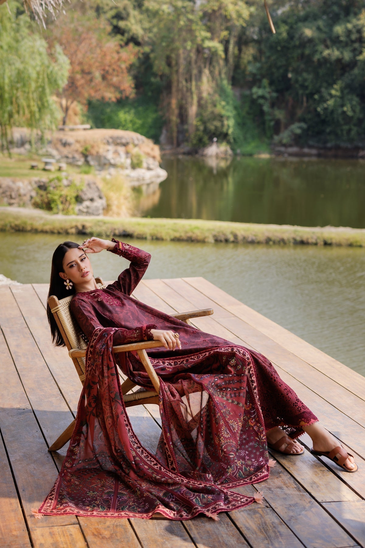 Xenia Formals | Luxury Lawn 25 | REEM XL Maroon Lawn