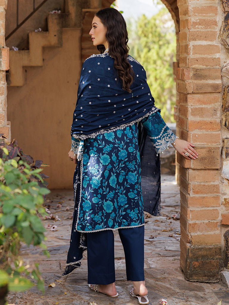 Rajbari | Floral Symphony Lawn 25 | RB-12 S Navy Blue Lawn