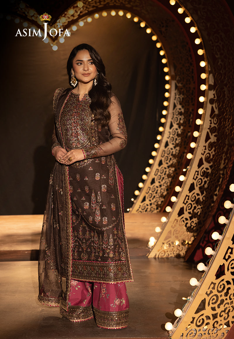 Asim Jofa | Luxury Festive Rejoice | AJLFF-11 XS Dark Brown Net