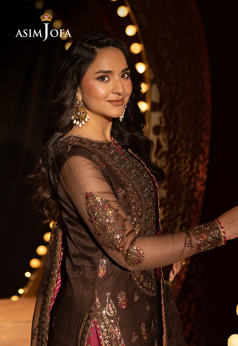Asim Jofa | Luxury Festive Rejoice | AJLFF-11 XL Dark Brown Net