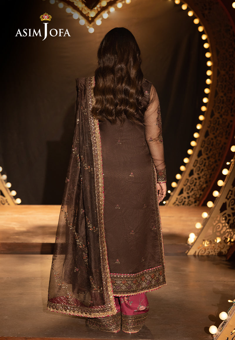 Asim Jofa | Luxury Festive Rejoice | AJLFF-11 S Dark Brown Net