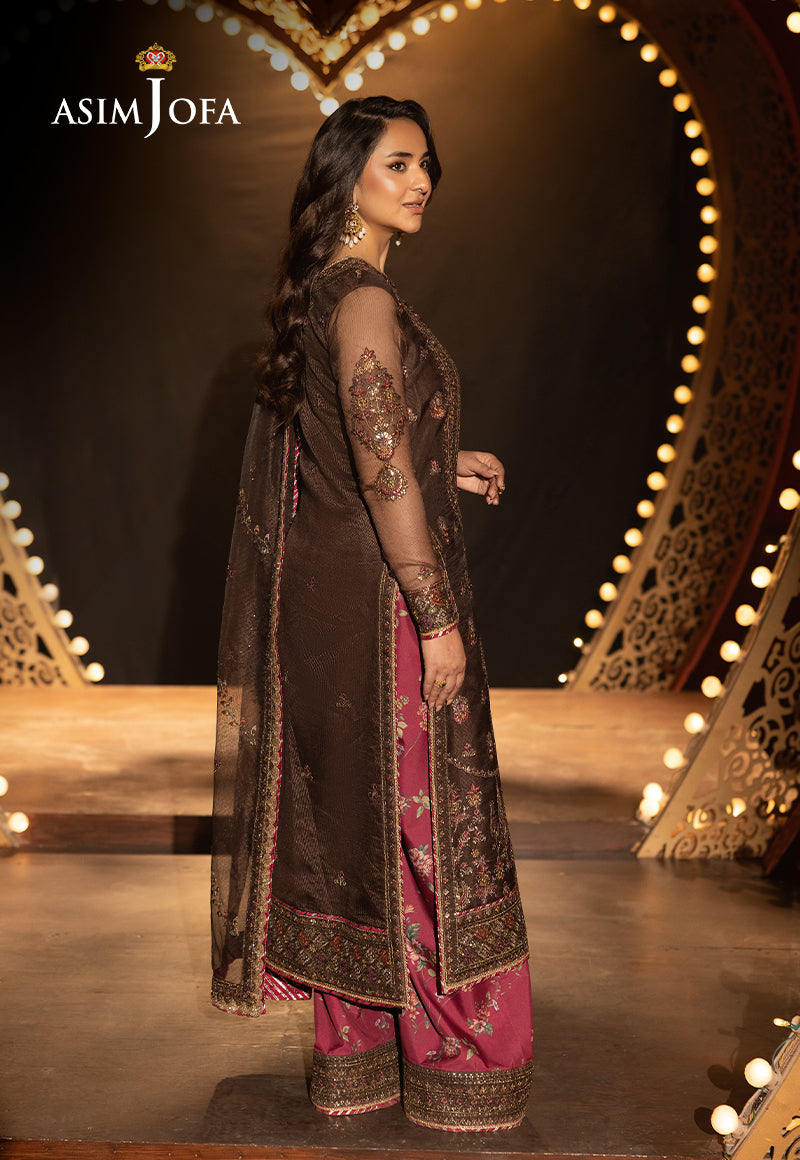 Asim Jofa | Luxury Festive Rejoice | AJLFF-11 L Dark Brown Net