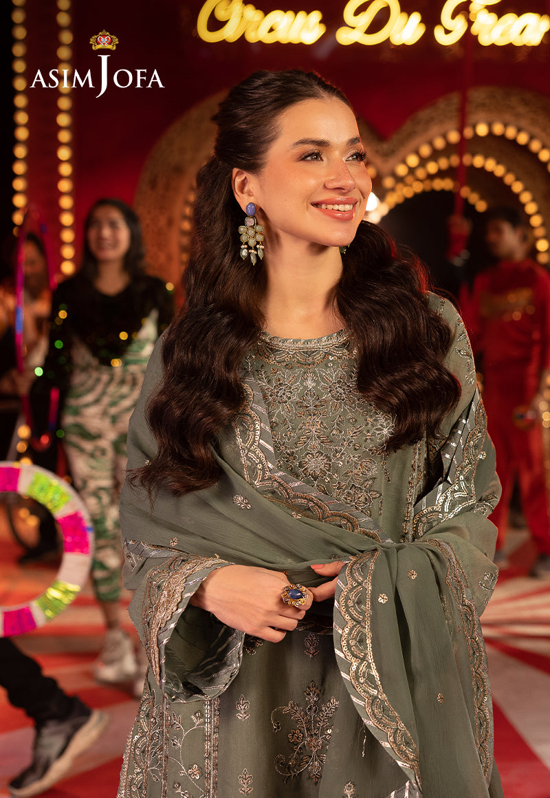 Asim Jofa | Festive Opulence | AJFO-03 L Sage Green Paper Cotton