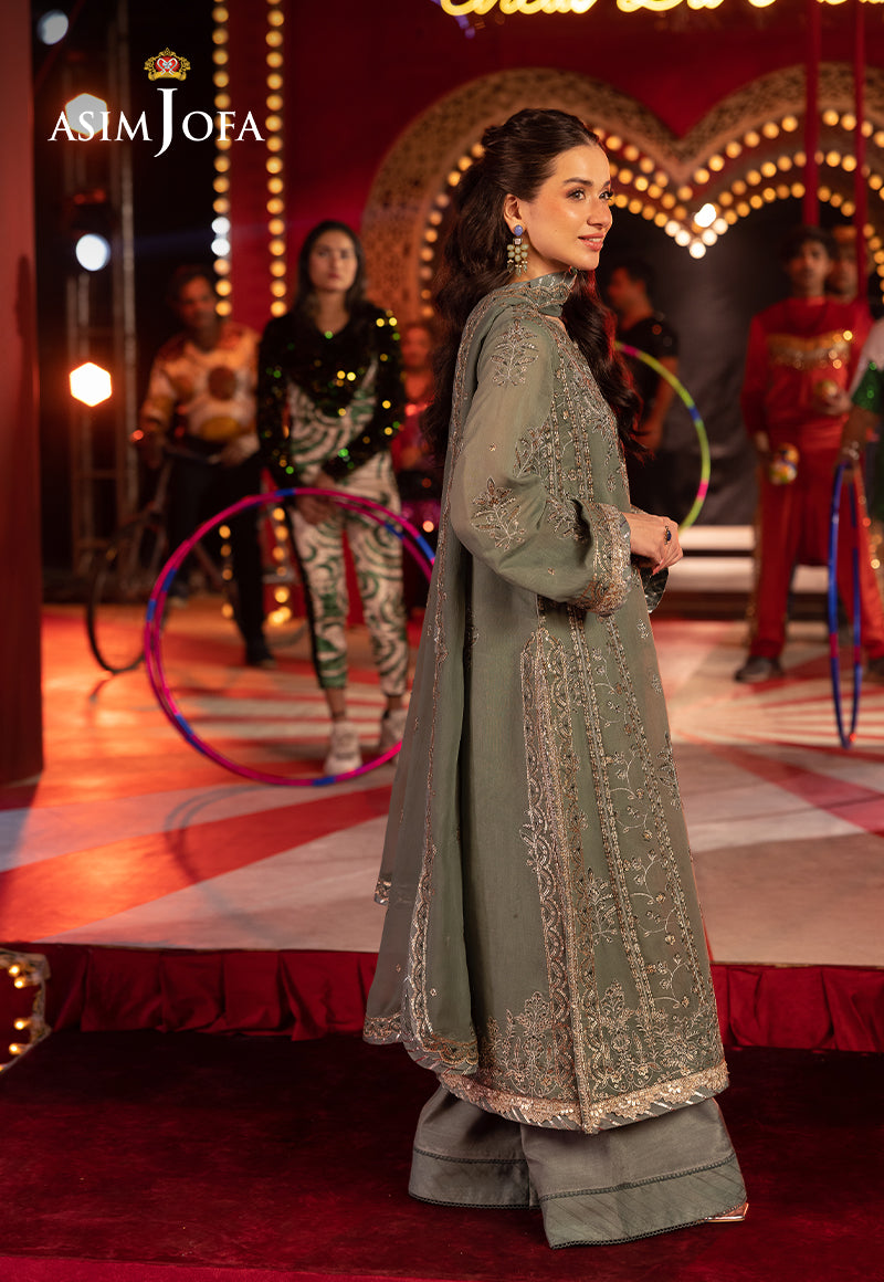 Asim Jofa | Festive Opulence | AJFO-03 Custom Size Sage Green Paper Cotton