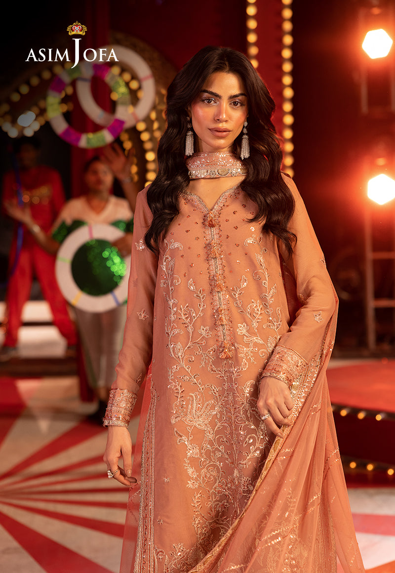 Asim Jofa | Luxury Festive Rejoice | AJLFF-16 Custom Size Peach Chiffon