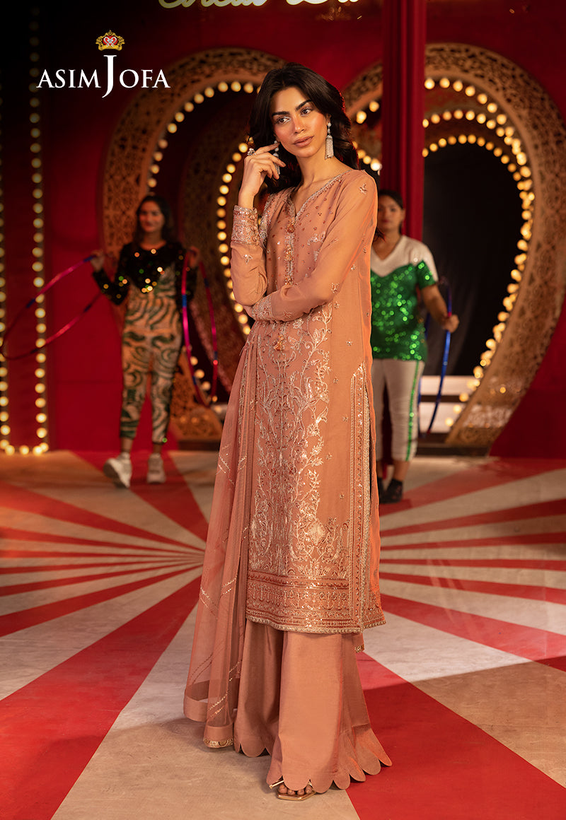 Asim Jofa | Luxury Festive Rejoice | AJLFF-16 L Peach Chiffon