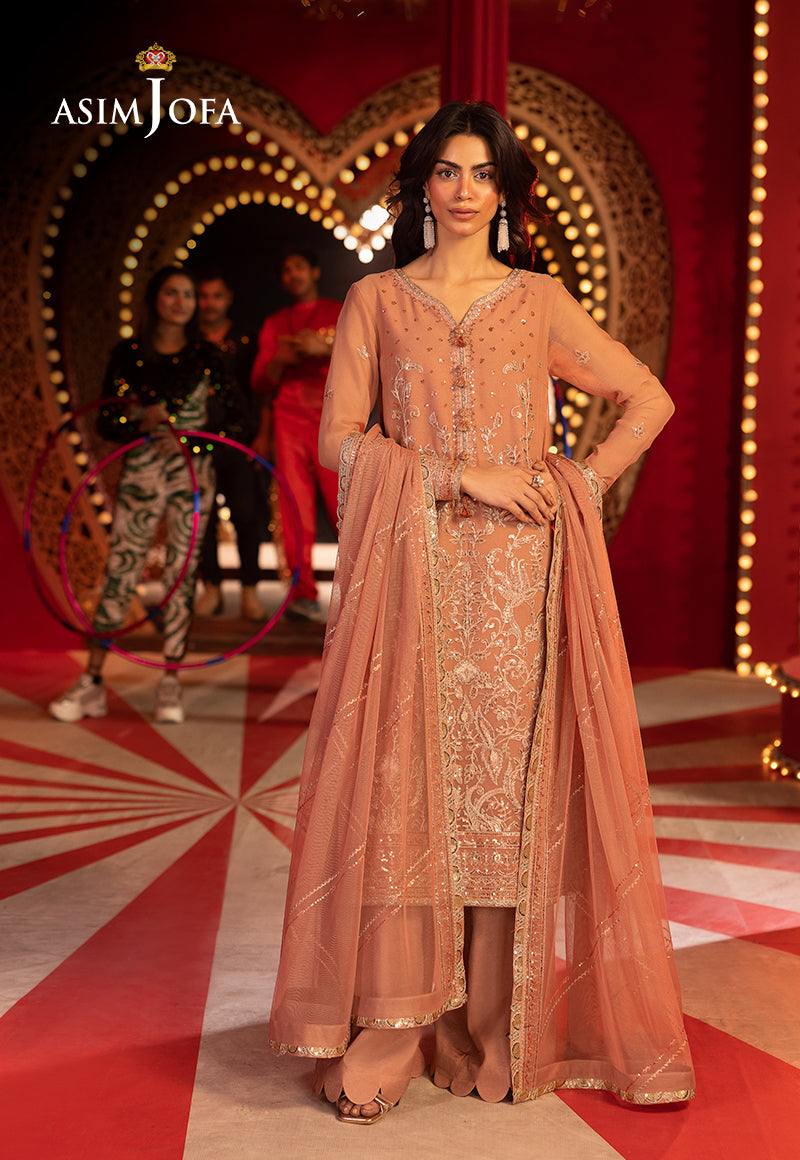 Asim Jofa | Luxury Festive Rejoice | AJLFF-16 XS Peach Chiffon
