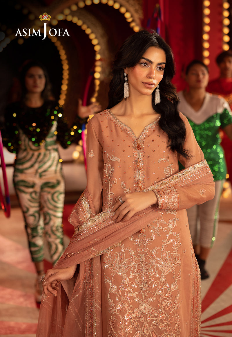 Asim Jofa | Luxury Festive Rejoice | AJLFF-16 M Peach Chiffon