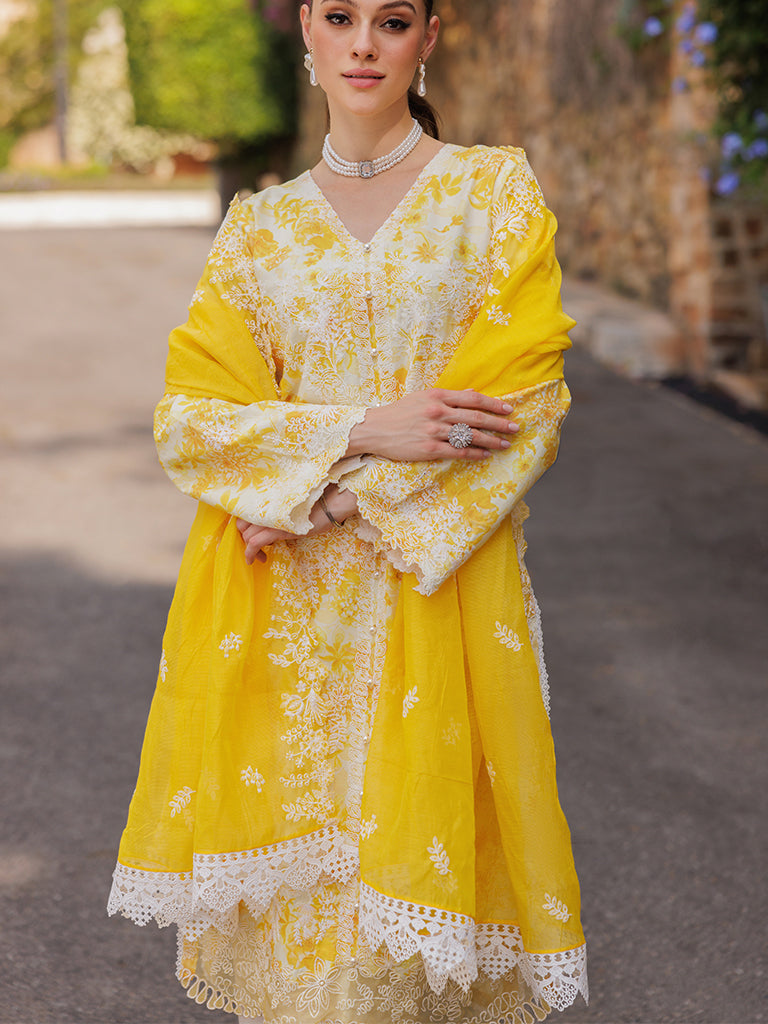 Rajbari | Floral Symphony Lawn 25 | RB-01 L Off White Lawn