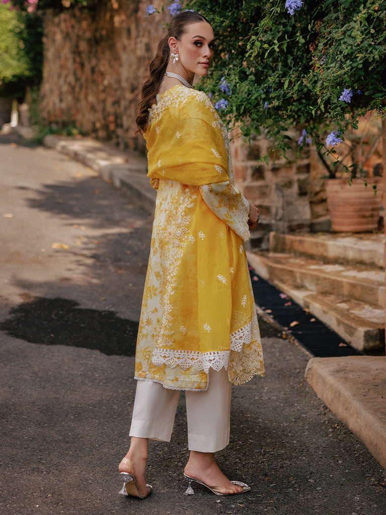 Rajbari | Floral Symphony Lawn 25 | RB-01 S Off White Lawn