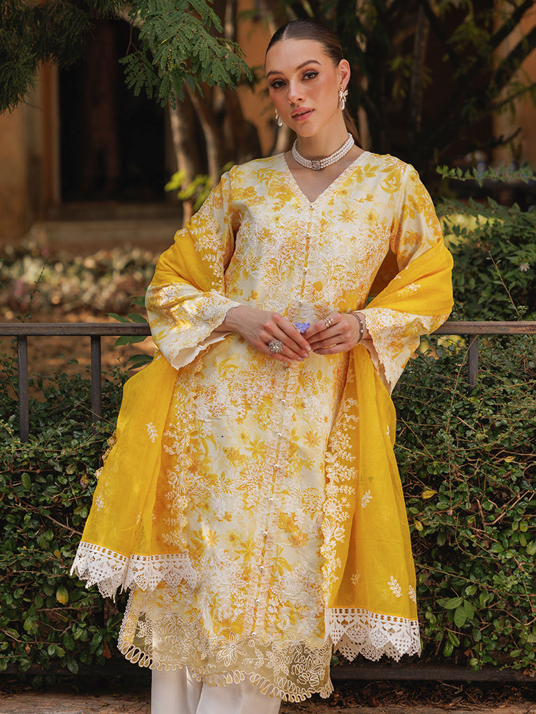 Rajbari | Floral Symphony Lawn 25 | RB-01 XL Off White Lawn