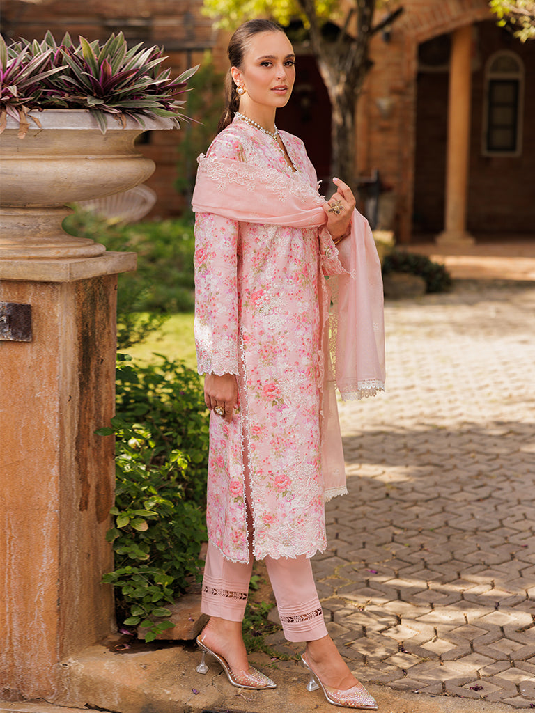 Rajbari | Floral Symphony Lawn 25 | RB-03 XL Pink Lawn