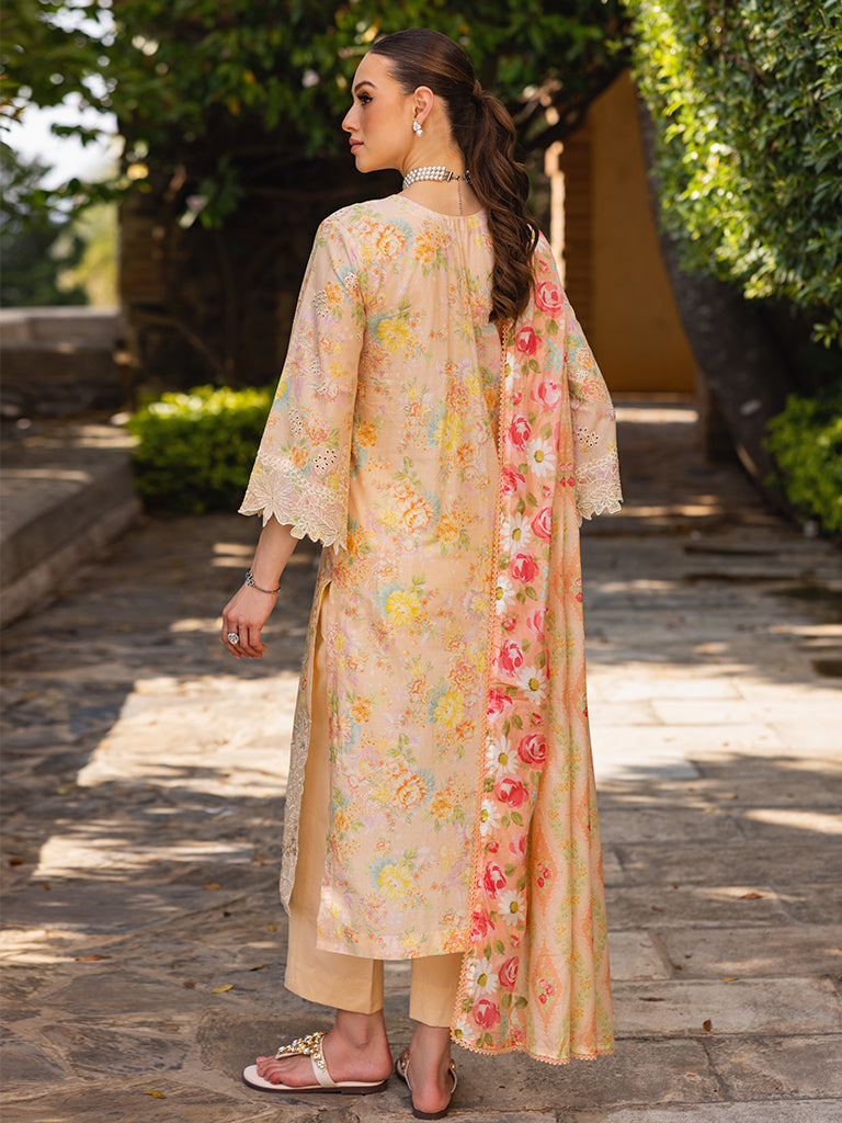 Rajbari | Floral Symphony Lawn 25 | RB-05 S Pale Peach Lawn