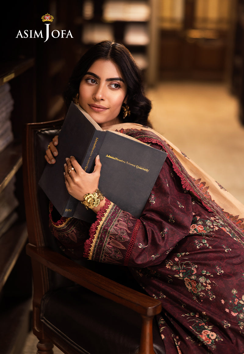 Asim Jofa | Prints Drop 2 | AJUBJ-44 L Dark Brown Lawn