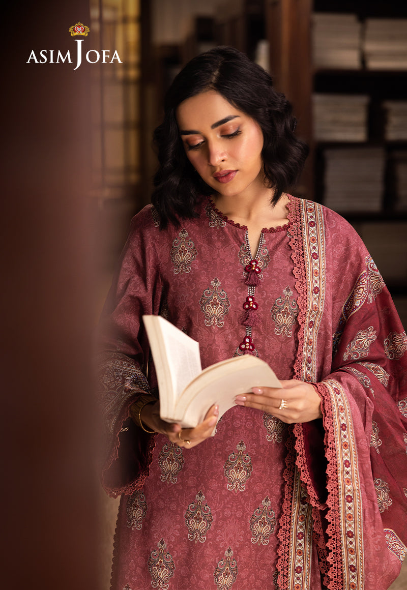 Asim Jofa | Prints Drop 2 | AJUBJ-43 Custom Size Coral Red Lawn