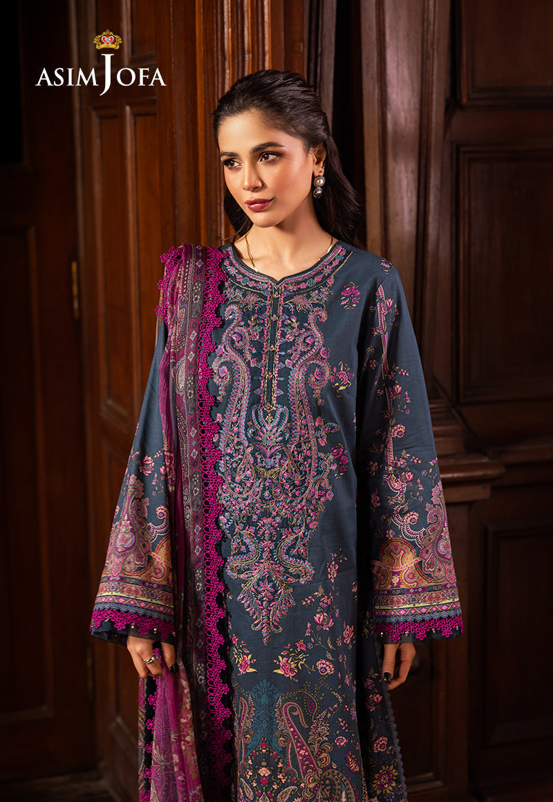 Asim Jofa | Prints Drop 2 | AJUBJ-05 L Denim Blue Lawn