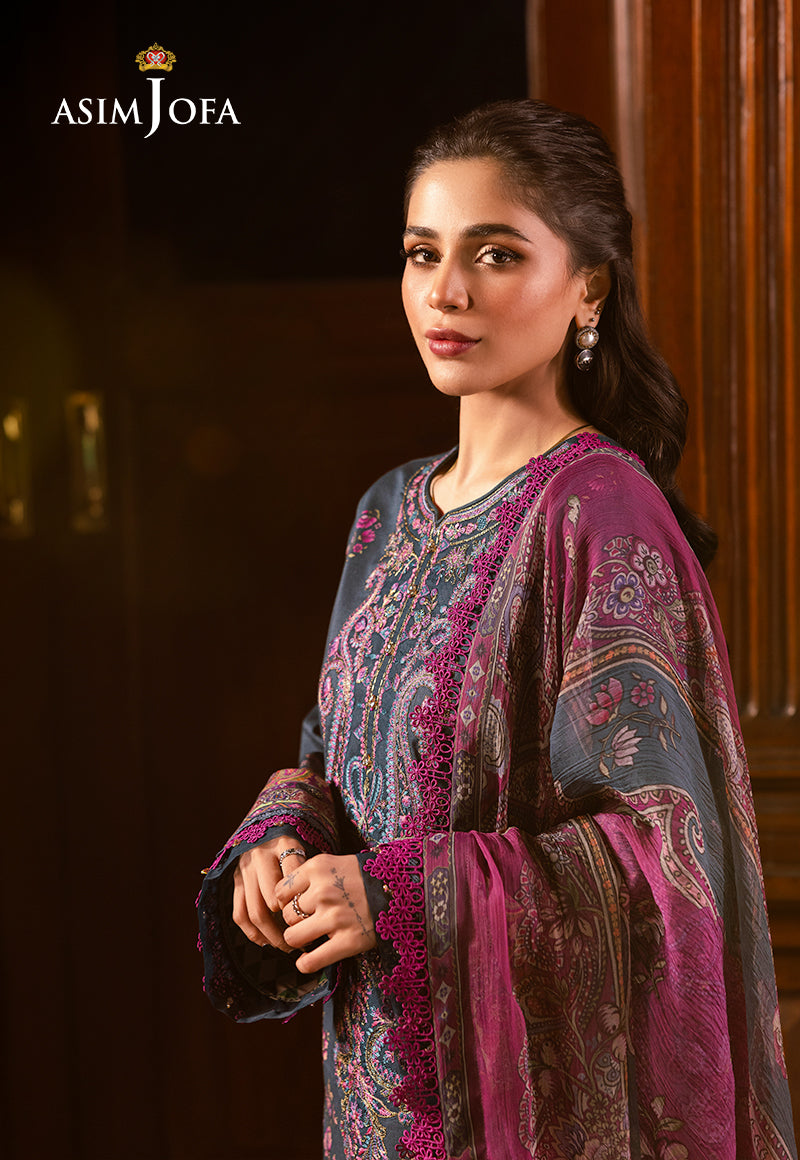 Asim Jofa | Prints Drop 2 | AJUBJ-05 M Denim Blue Lawn