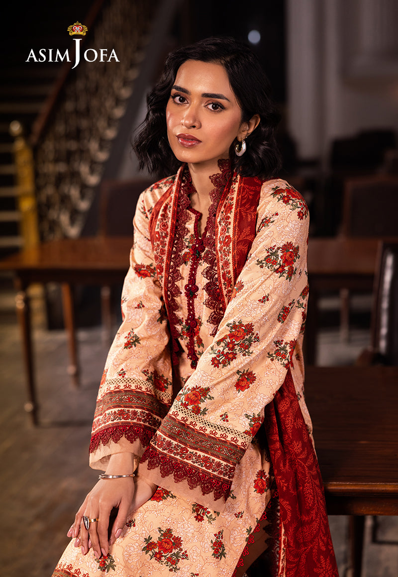 Asim Jofa | Prints Drop 2 | AJUBJ-54 L Pale Peach Lawn