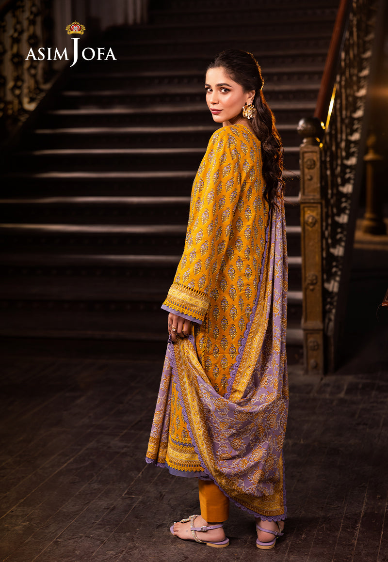 Asim Jofa | Prints Drop 2 | AJUBJ-53 S Mustard Yellow Lawn