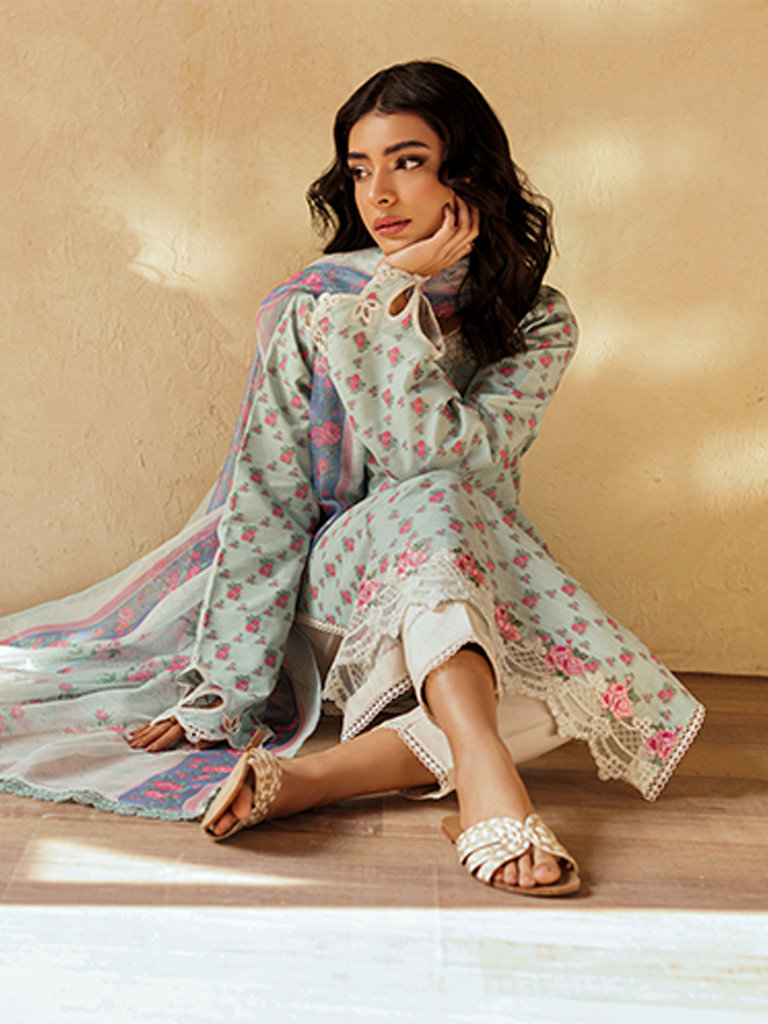 Rajbari | Amari Hybrid Jacquard Edition | Amari Jacquard - 02 Custom Size Ice Blue Jacquard Lawn