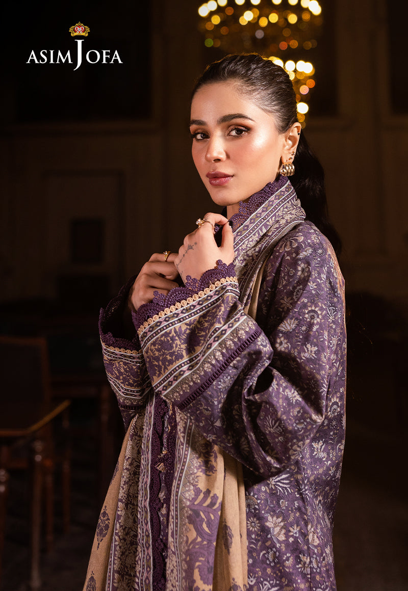 Asim Jofa | Prints Drop 2 | AJUBJ-48 M Dark Purple Lawn