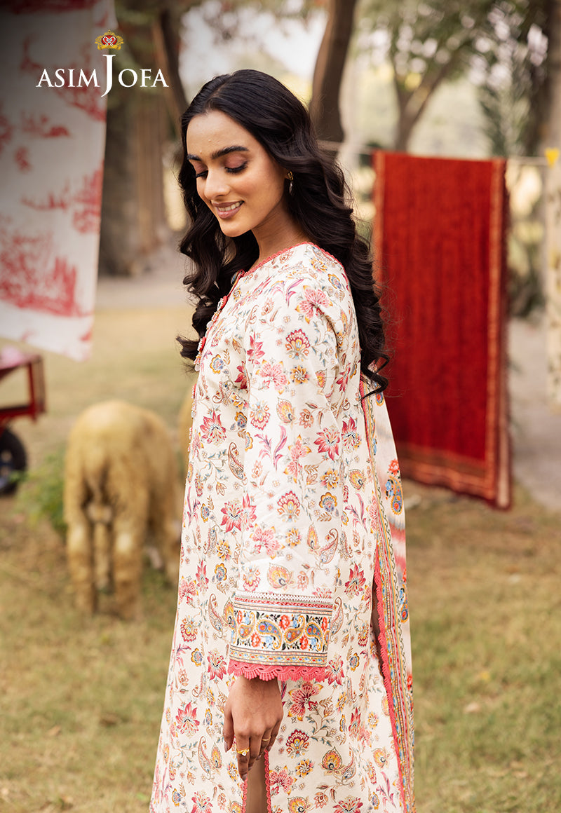 Asim Jofa | Prints Drop 2 | AJUBJ-50 M Ivory Lawn