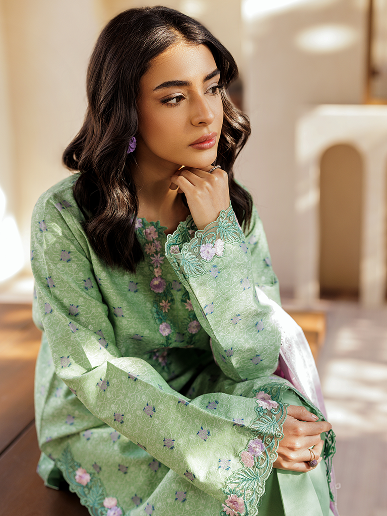 Rajbari | Amari Hybrid Jacquard Edition | Amari Jacquard - 01 L Sage Green Jacquard Lawn