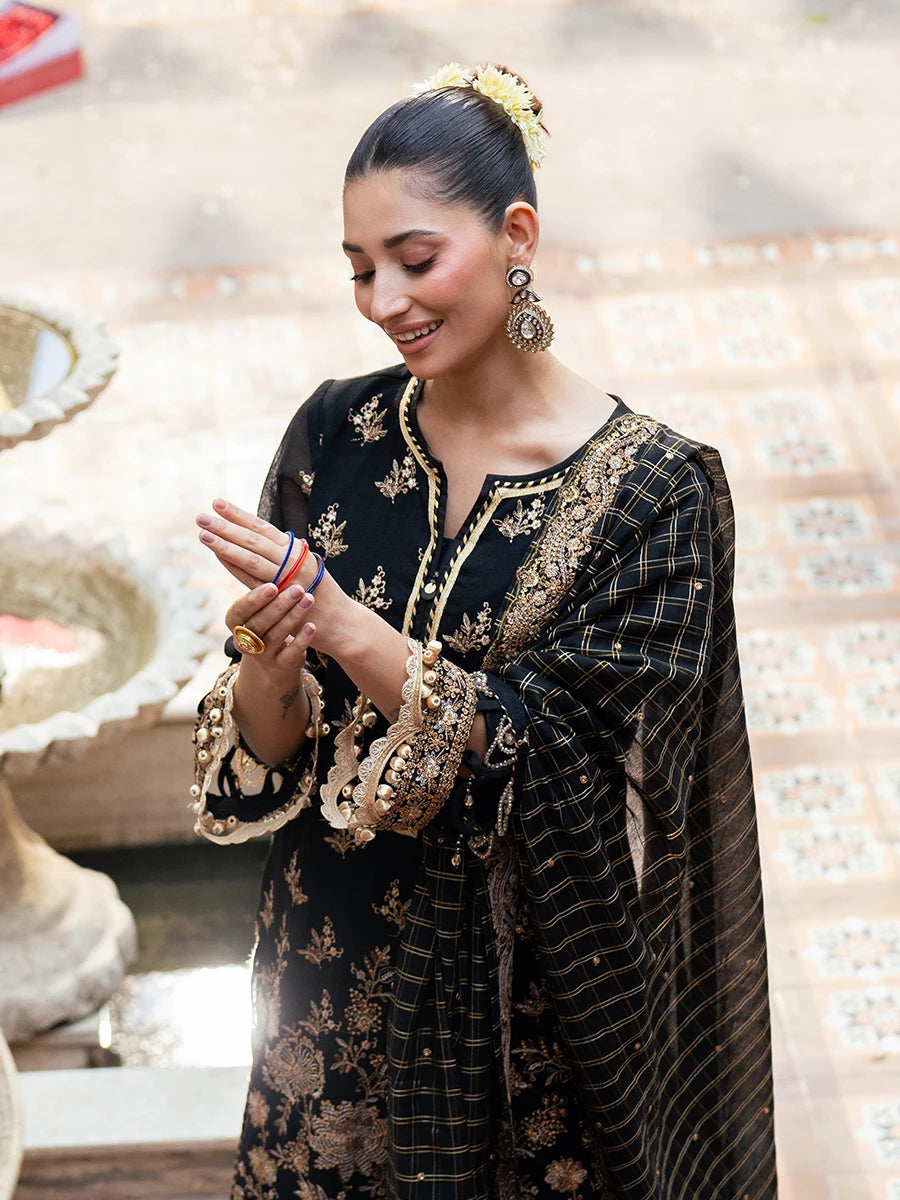 Salitex | Signature Festive Chiffon | SUNW6JI041UT M Black Zari