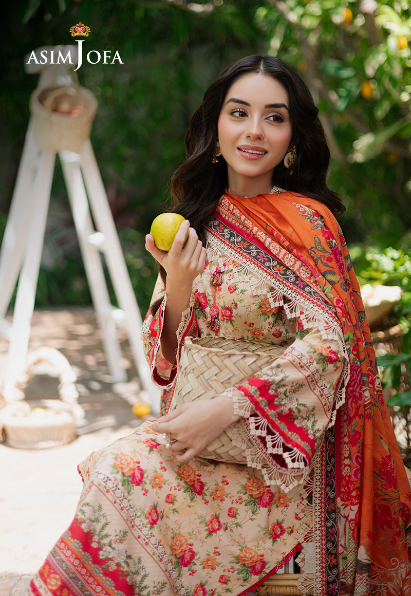 Asim Jofa | Prints Drop 2 | AJUUB-31 Custom Size Cream Lawn