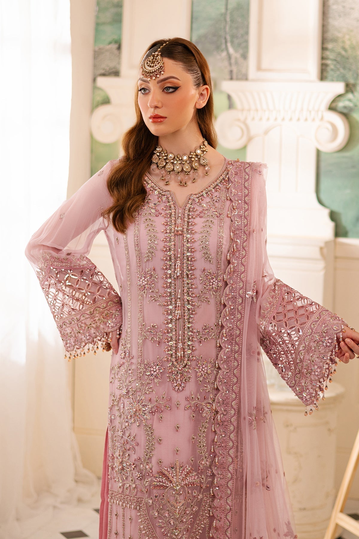 Raeesa Premium | Ada Premium Collection | HU - 50 Kitra Custom Size Pink Chiffon