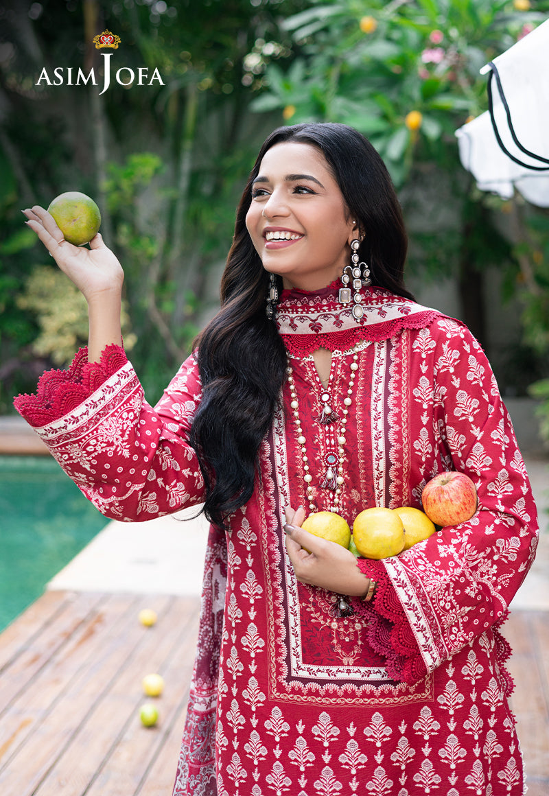 Asim Jofa | Prints Drop 2 | AJUUB-32 M Haute Red Lawn