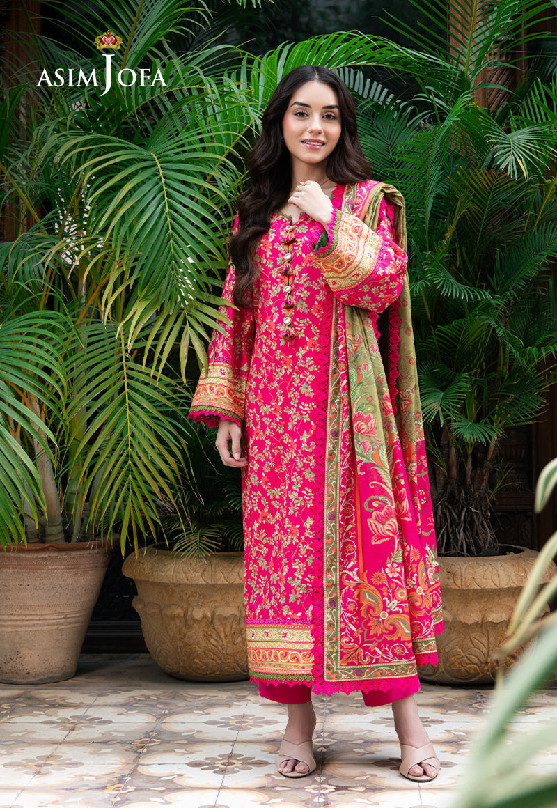Asim Jofa | Prints Drop 2 | AJUUB-24 L Hot Pink Lawn