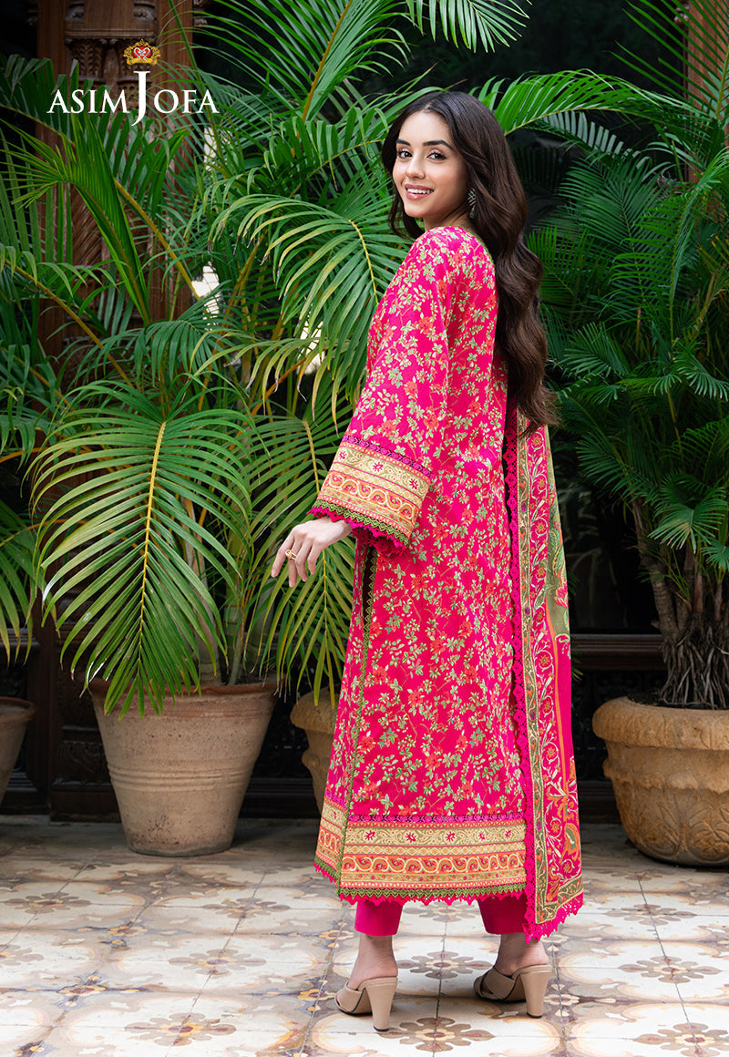 Asim Jofa | Prints Drop 2 | AJUUB-24 S Hot Pink Lawn