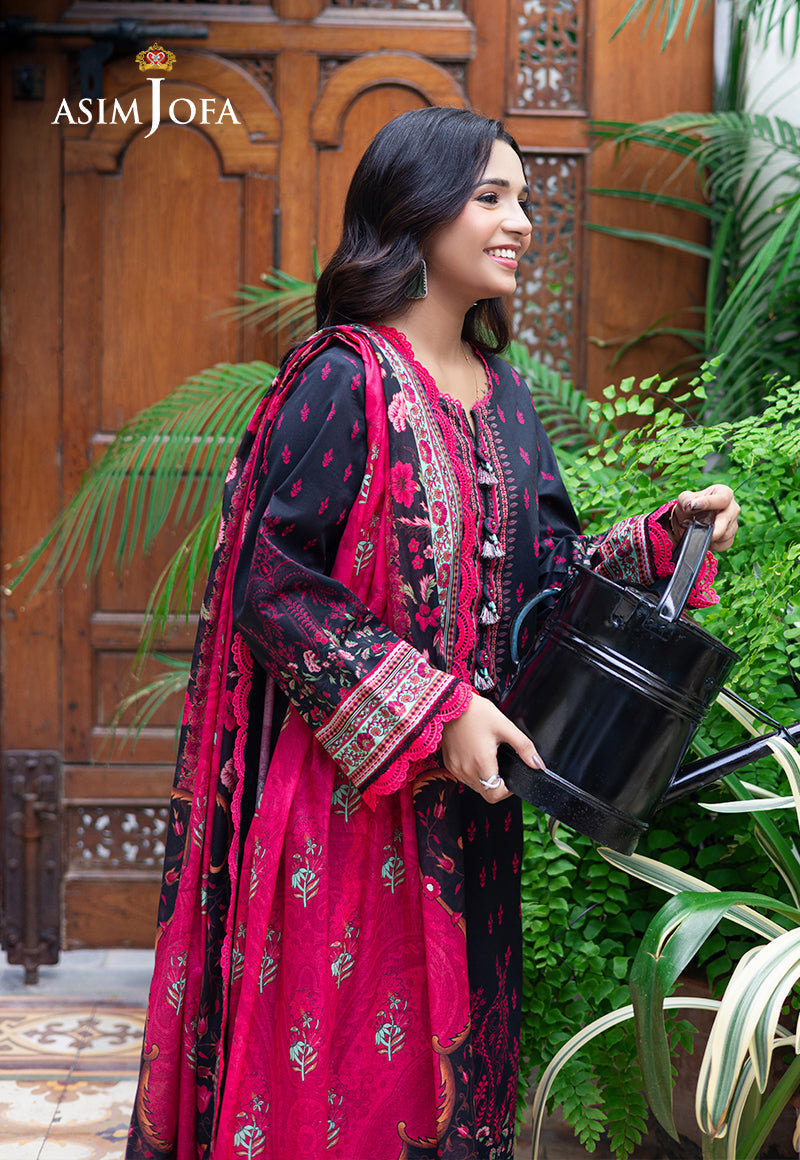 Asim Jofa | Prints Drop 2 | AJUUB-21 S Black Lawn