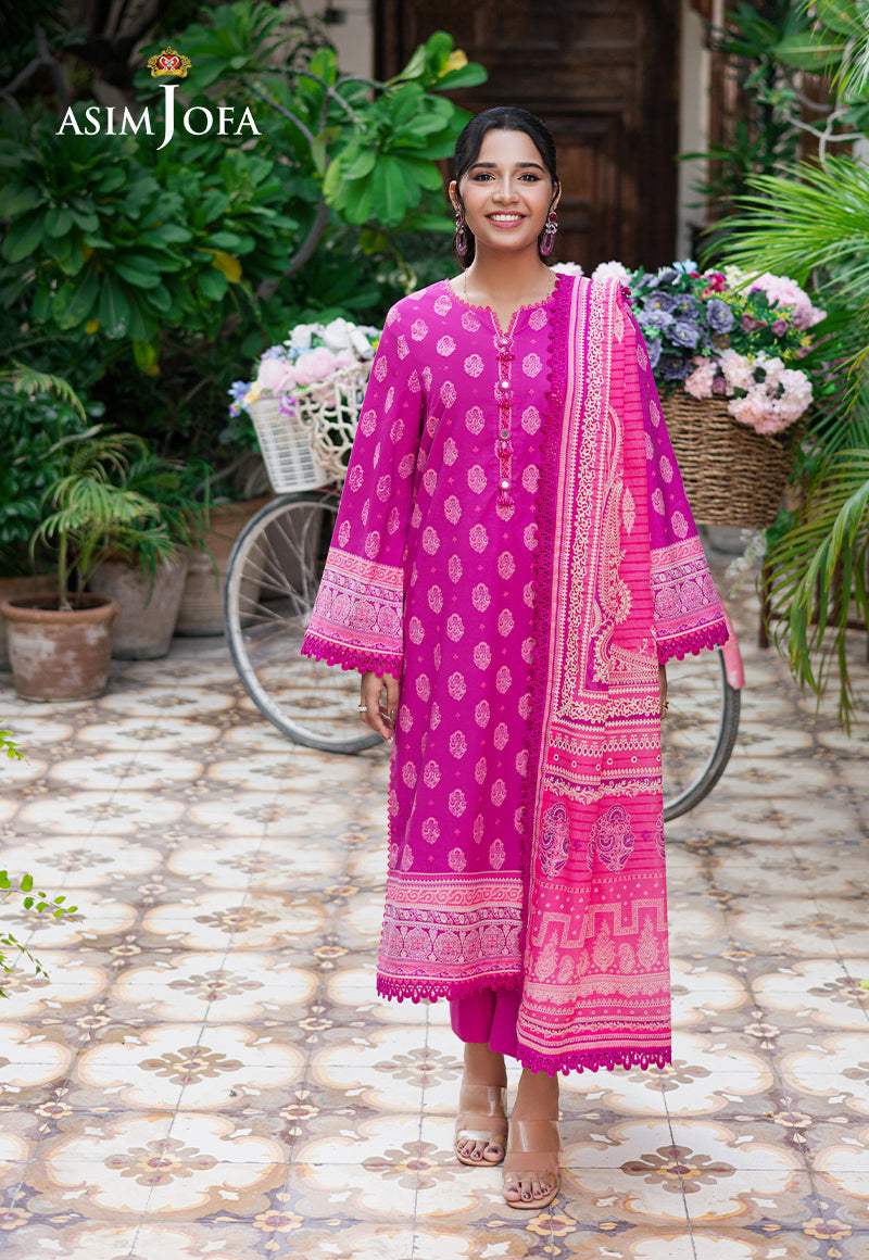 Asim Jofa | Prints Drop 2 | AJUUB-33 XS Neon Pink Arabic Lawn