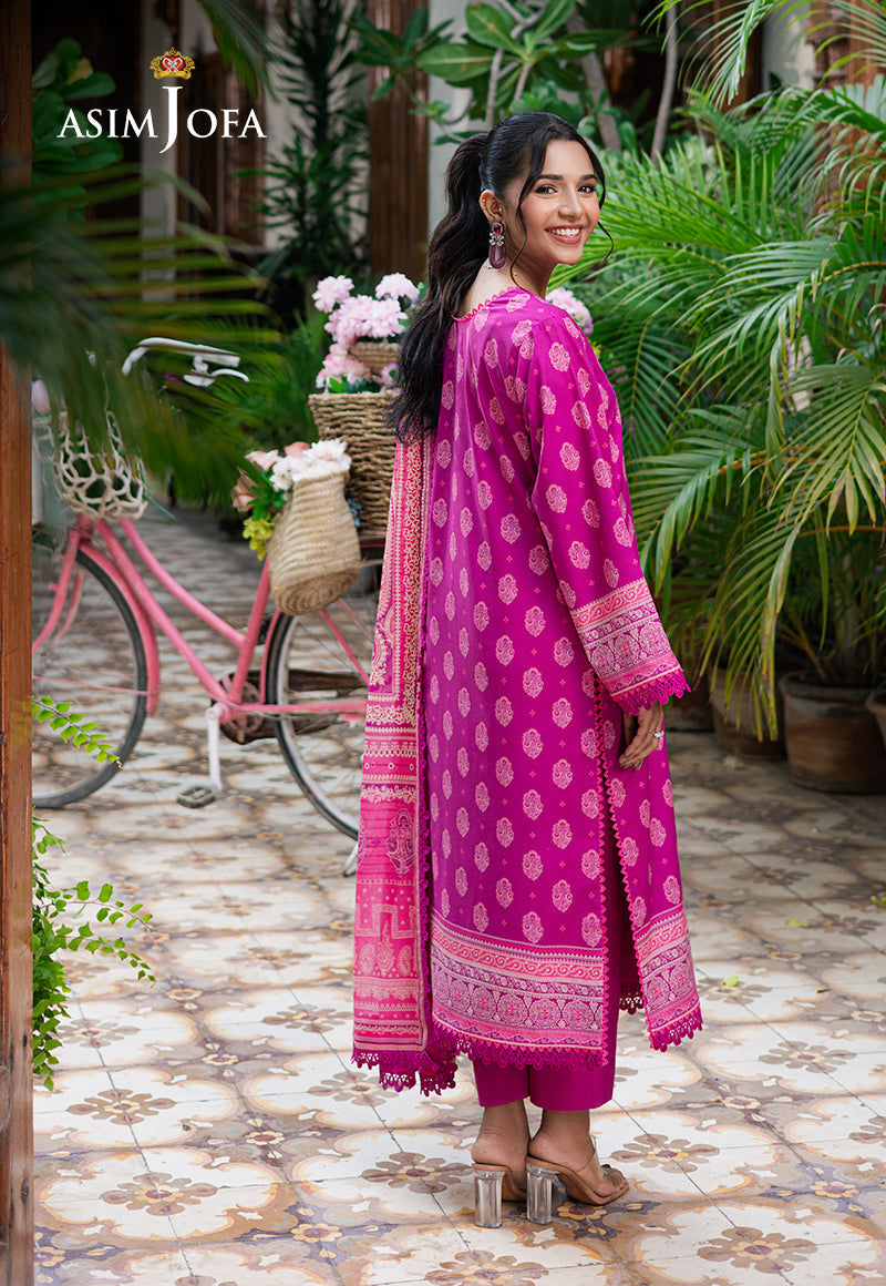 Asim Jofa | Prints Drop 2 | AJUUB-33 S Neon Pink Arabic Lawn