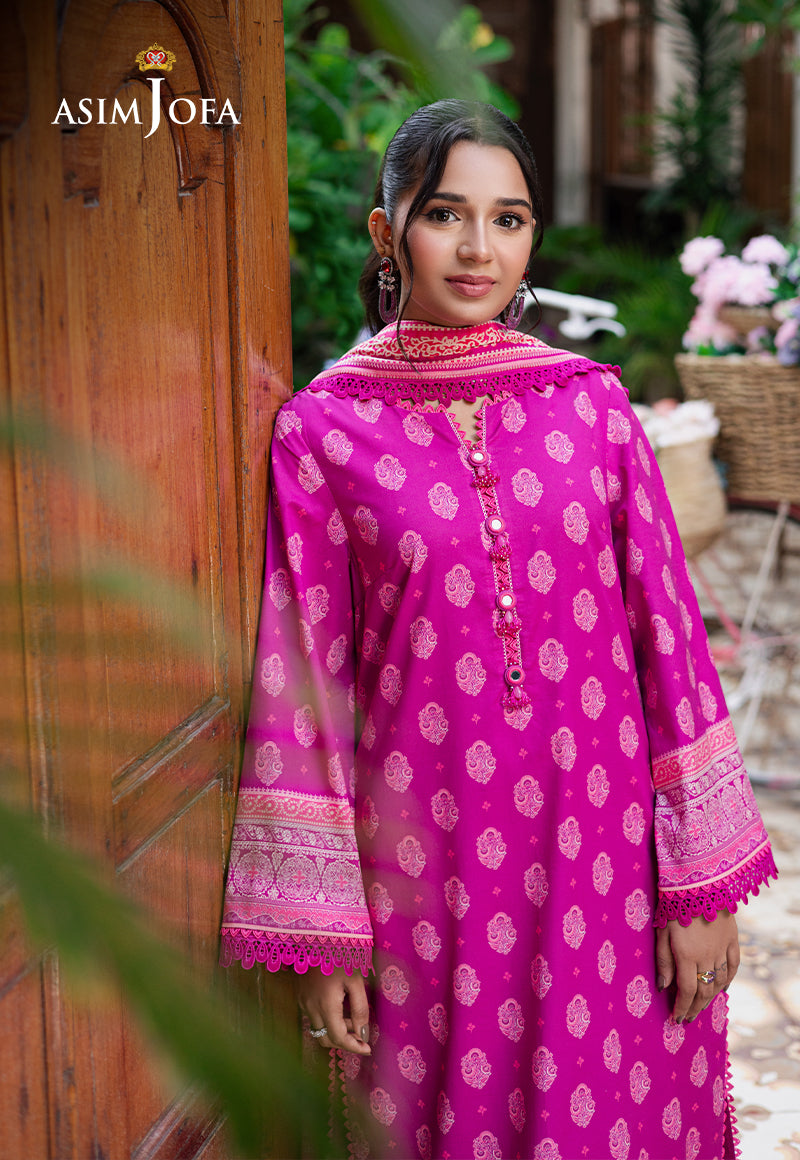 Asim Jofa | Prints Drop 2 | AJUUB-33 L Neon Pink Arabic Lawn