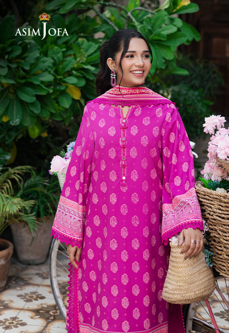 Asim Jofa | Prints Drop 2 | AJUUB-33 M Neon Pink Arabic Lawn