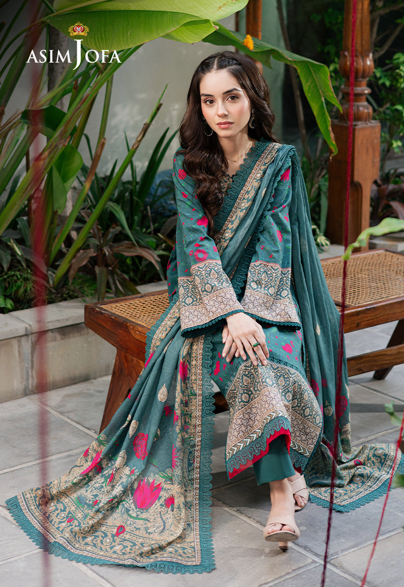 Asim Jofa | Prints Drop 2 | AJUUB-38 Custom Size Emerald Green Lawn
