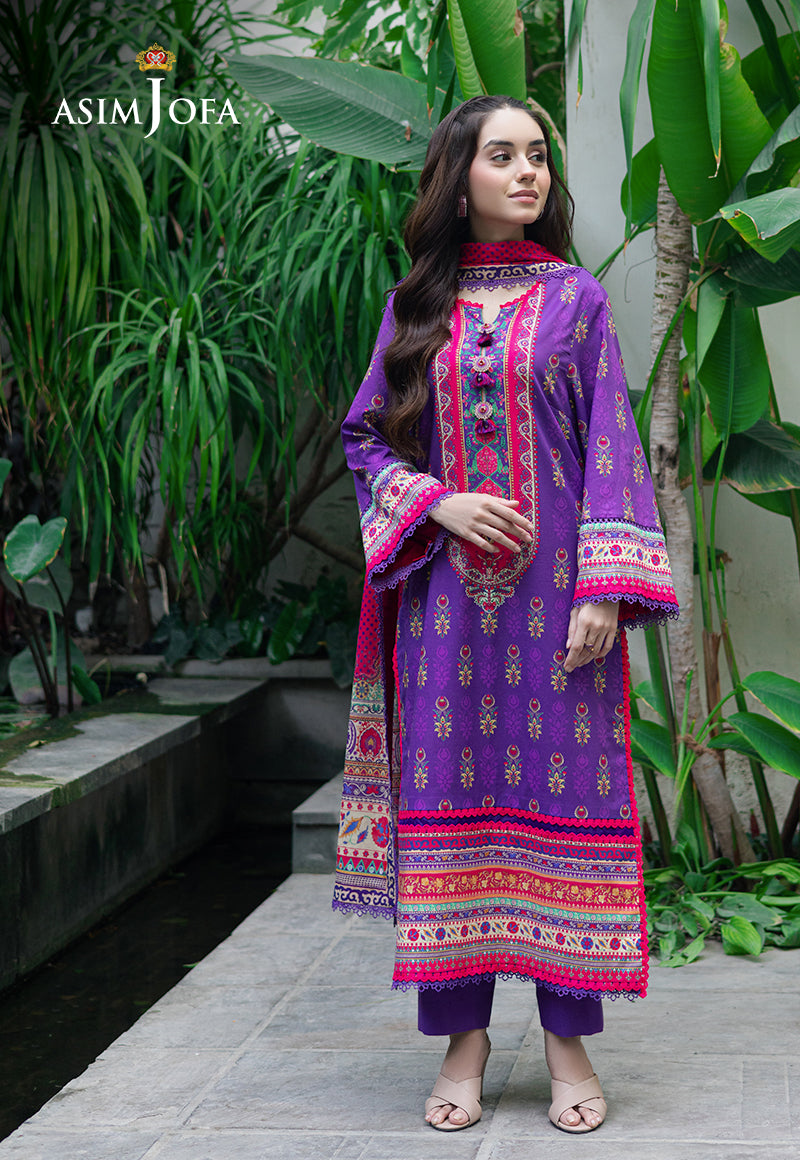 Asim Jofa | Prints Drop 2 | AJUUB-34 L Purple Lawn