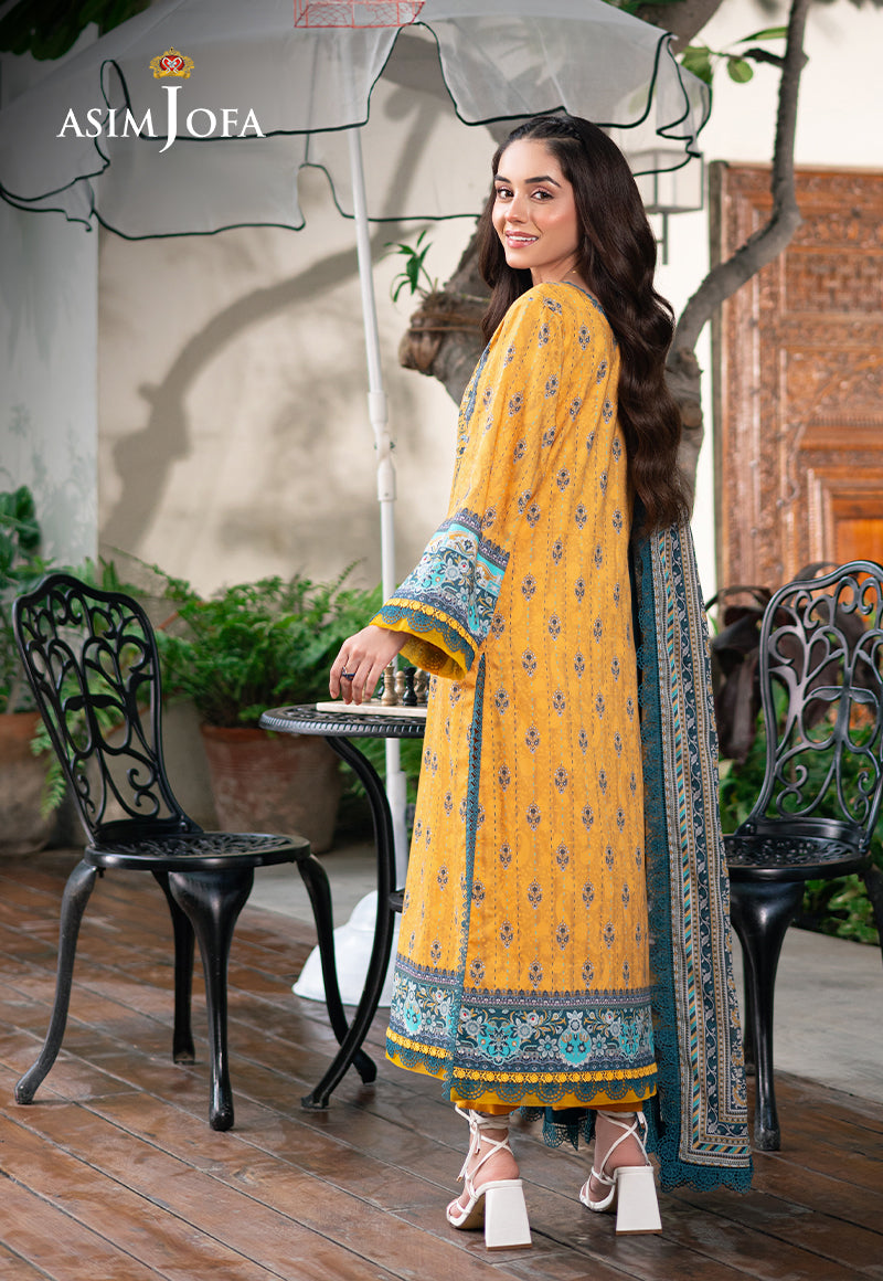 Asim Jofa | Prints Drop 2 | AJUUB-23 S Lawn Pale Yellow